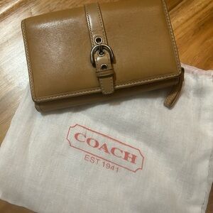 Vintage Coach Tan Buckle Leather Wallet